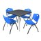 Regency Kahlo Square Table & Chair Sets, 36 W, 36 L, 29 H, Wood, Metal, Plastic Top, Grey TPL3636GYCM47BE - alternate 1